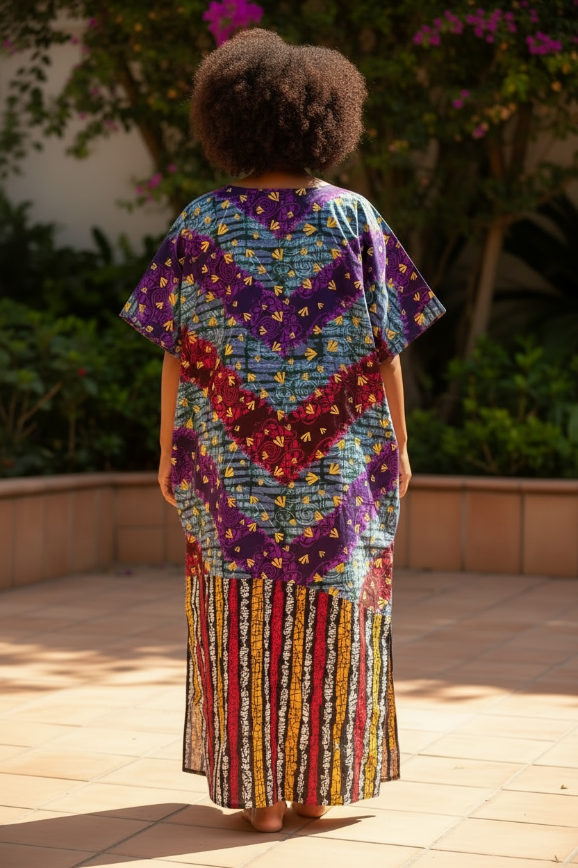 Chevron and Stripe Print Maxi Dress