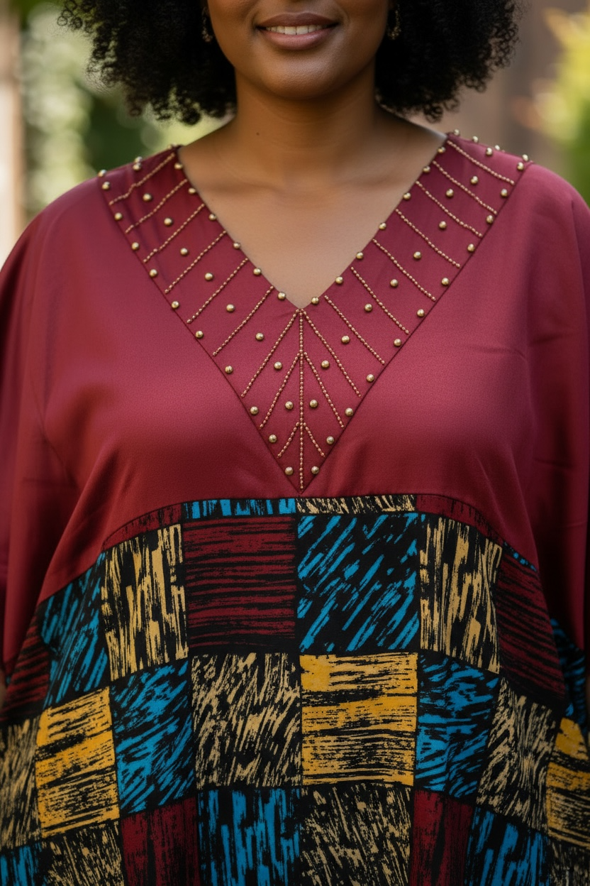 Elegant V-Neck Maxi Dress in Deep Maroon