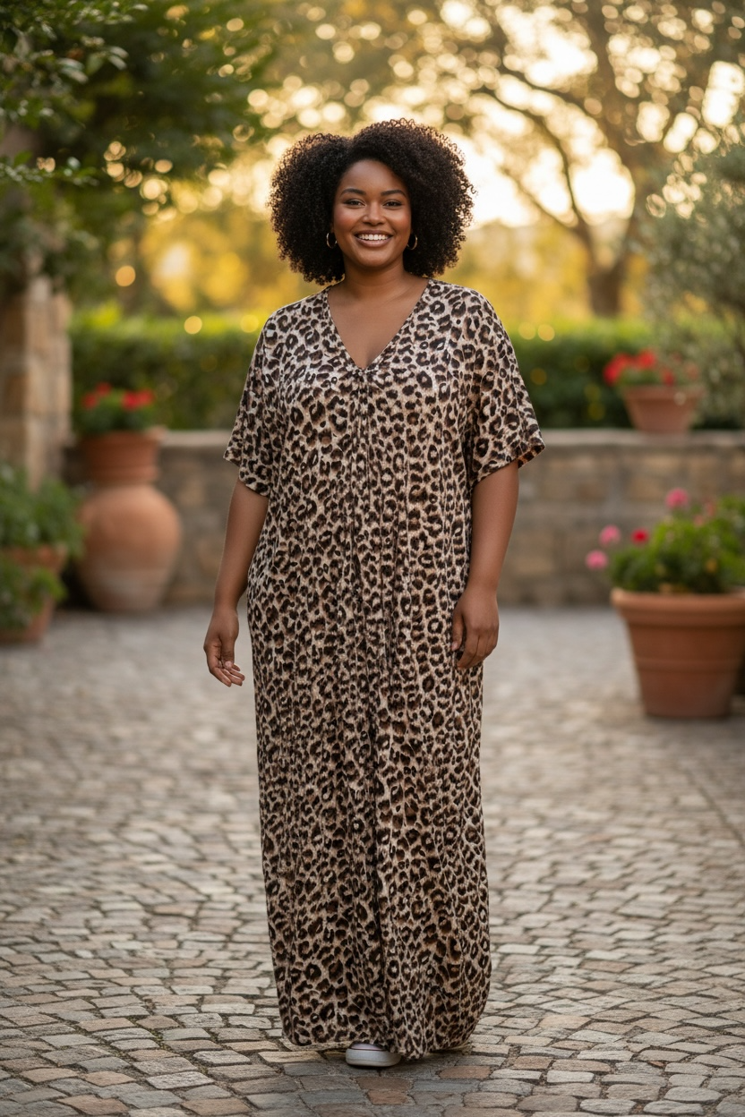 Chic Leopard V-Neck Maxi Dress