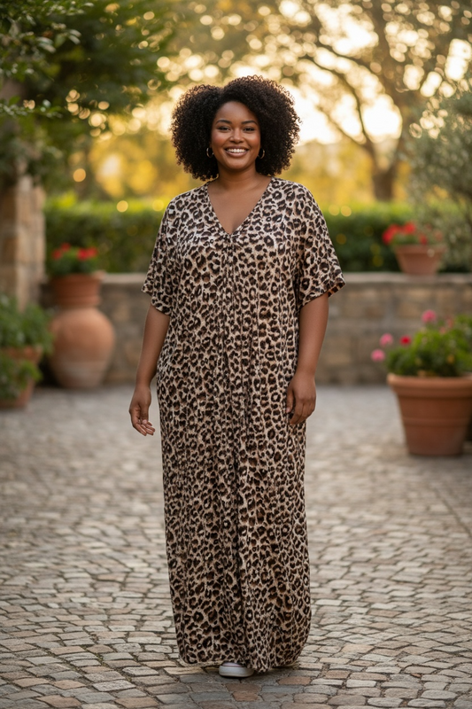 Chic Leopard V-Neck Maxi Dress