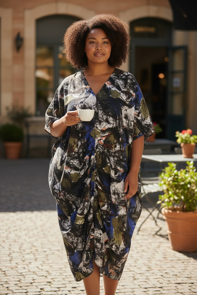 V-Neck Kaftan Dress