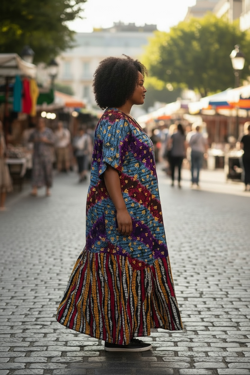 Chevron and Stripe Print Maxi Dress