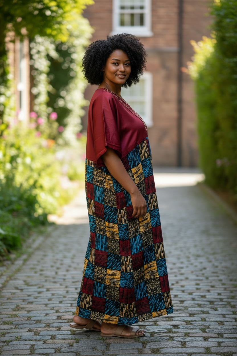 Elegant V-Neck Maxi Dress in Deep Maroon