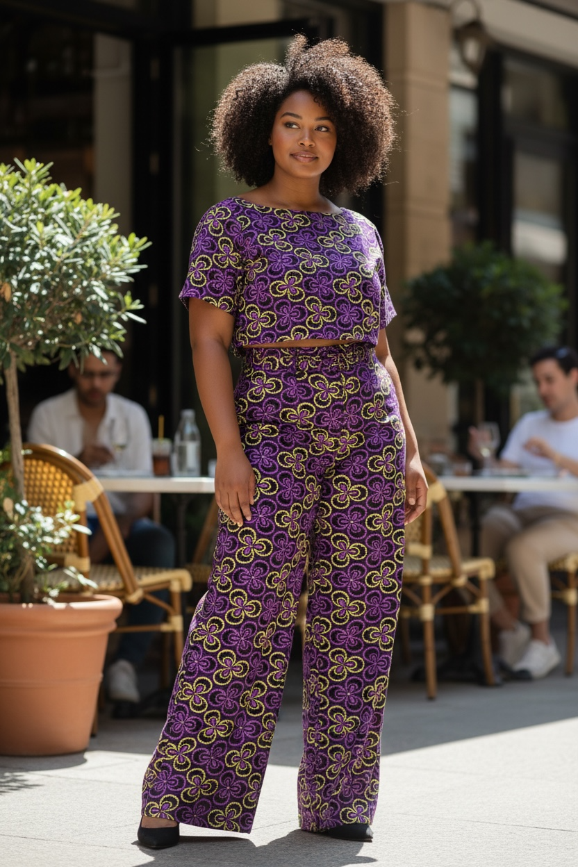 Purple & Yellow Patterned Co-ord Set