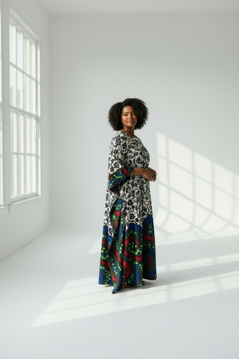 Patterned Kaftan Maxi Dress