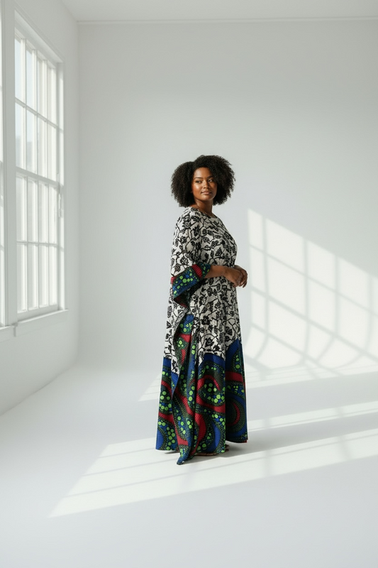 Patterned Kaftan Maxi Dress