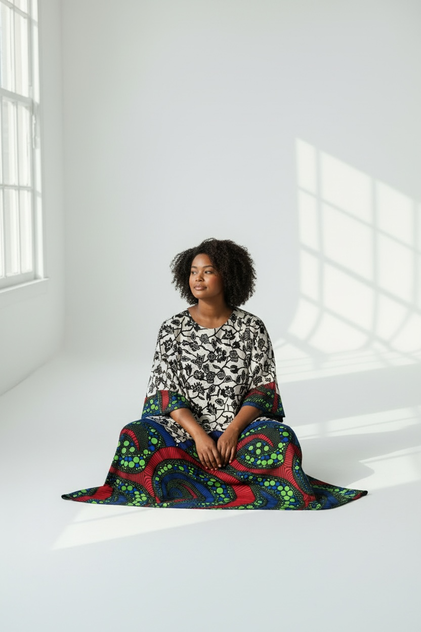 Patterned Kaftan Maxi Dress